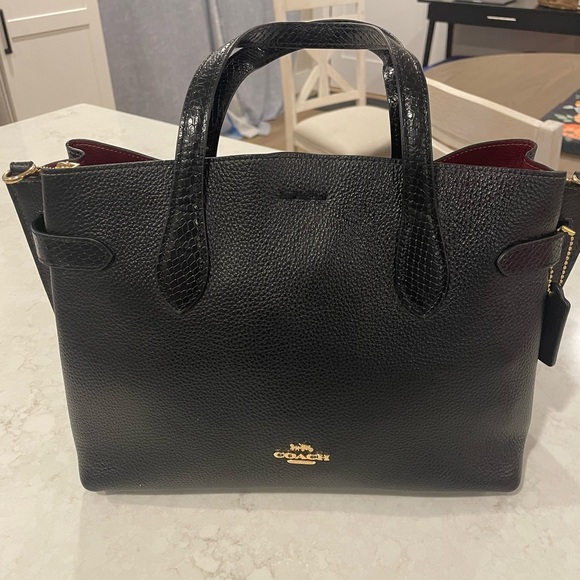 Coach Hanna Carryall Satchel Crossbody Snake-embossed with black pebbled leather - Picture 14 of 14